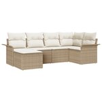 vidaXL Set de canapé de jardin 6 pièces avec coussins Beige Rotin synthétique