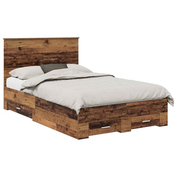 vidaXL Cadre de lit Bois ancien 135 x 190 cm Bois d'ingénierie