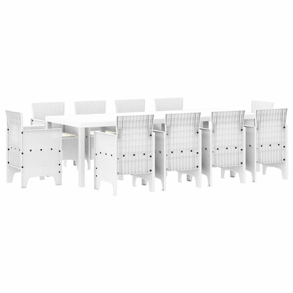 vidaXL Ensemble de salle à manger pour jardin 11 Pièces Blanc Rattan Polt