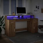 vidaXL Bureau avec lumières LED chêne artisanal bois d'ingénierie