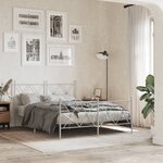 vidaXL Cadre de lit métal sans matelas et pied de lit blanc 140x190 cm