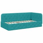 vidaXL Cadre de lit d'angle Turquoise 100 x 200 cm Velours