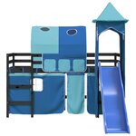 vidaXL Lit mezzanine enfants avec tour bleu 90x190 cm bois pin massif