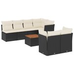 vidaXL Salon de jardin 8 Pièces avec coussins noir résine tressée