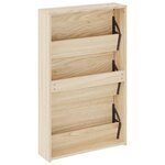 vidaXL Meuble à chaussures 3 étagères Miroir 63x17x102 5 cm Chêne