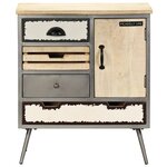 vidaXL Buffet Bois de manguier massif et acier 65x33x76 cm