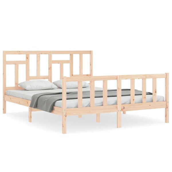 vidaXL Cadre de lit avec tête de lit 160x200 cm bois massif