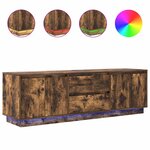 vidaXL Meuble TV avec lumières LED chêne fumé 160 5x41x50 cm