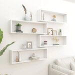 vidaXL Étagères cube murales 4 Pièces Blanc 100x15x30cm bois d'ingénierie