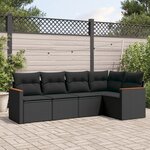 vidaXL Salon de jardin 5 Pièces avec coussins noir résine tressée