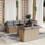 vidaXL Salon de jardin avec coussins 8 Pièces beige résine tressée