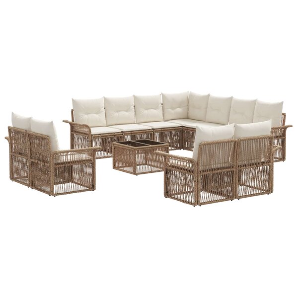 vidaXL Ensemble de canapé de jardin 12 Pièces Beige et blanc crème