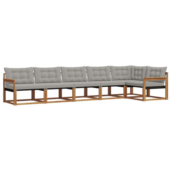 vidaXL Ensemble de canapés d'extérieur 6 Pièces Gris Naturel et Clair