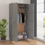 vidaXL Garde-robe HAMAR Gris clair 89x50x180 cm Bois massif de pin
