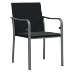 Ensemble de salle à manger de jardin 9 pièces avec des coussins en poly rattan noir