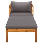 vidaXL Chaise longue avec coussins gris foncé Bois d'acacia solide