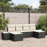 vidaXL Ensemble de canapé de jardin avec coussin 6 Pièces Noir et crème