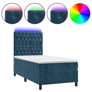 vidaXL Sommier à lattes de lit et matelas et LED Bleu foncé 90x190 cm