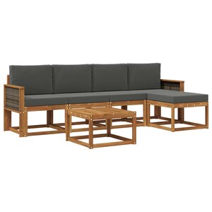 vidaXL Ensemble de canapés d'extérieur 6 Pièces Naturel et Anthracite