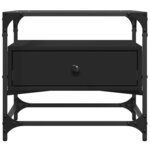 vidaXL Table basse avec dessus en verre noir 50x50x45 cm acier