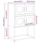vidaXL Buffet haut noir 68x39x107 cm acier