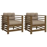 vidaXL Chaises de jardin avec coussins lot de 2 marron miel