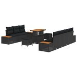 vidaXL Ensemble de canapé de jardin 10 Pièces Noir Poly rotin