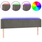 vidaXL Tête de lit à LED Gris foncé 183x16x78/88 cm Velours