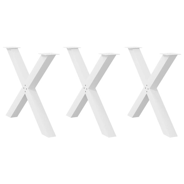 vidaXL Pieds de table à manger en forme de X  3 pièces  blanc  90 x (72-73) cm  acier