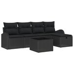 vidaXL Ensemble de canapé de jardin avec coussin 6 Pièces Noir Poly rotin