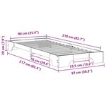 vidaXL Cadre de lit surélevé Marron 90 x 210 cm Bois massif en pin