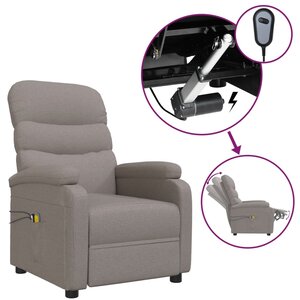 vidaXL Fauteuil électrique de massage Taupe Tissu