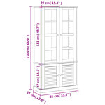 vidaXL Vitrine en verre VIGO blanc 85x35x170 cm bois massif de pin