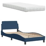 vidaXL Lit avec matelas bleu 80x200 cm tissu