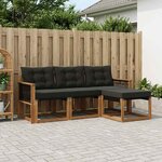 vidaXL Ensemble de canapés d'extérieur 4 pc Naturel et noir