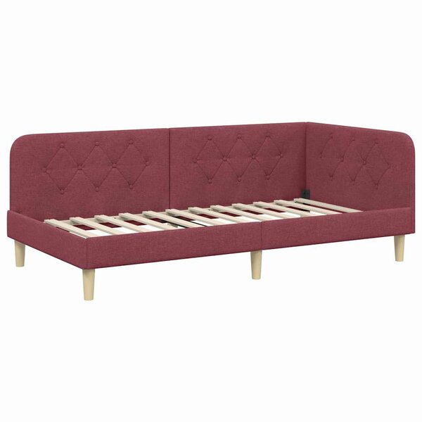 vidaXL Cadre de lit d'angle Bordeaux 100 x 200 cm tissu