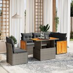 vidaXL Salon de jardin avec coussins 6 Pièces beige résine tressée