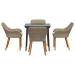 vidaXL Ensemble de salle à manger de jardin 5 pièces Beige en poly rotin