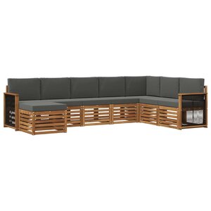 vidaXL Ensemble de canapés d'extérieur 6 pc Naturel et Anthracite