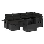 vidaXL Salon de jardin 7 Pièces avec coussins noir résine tressée