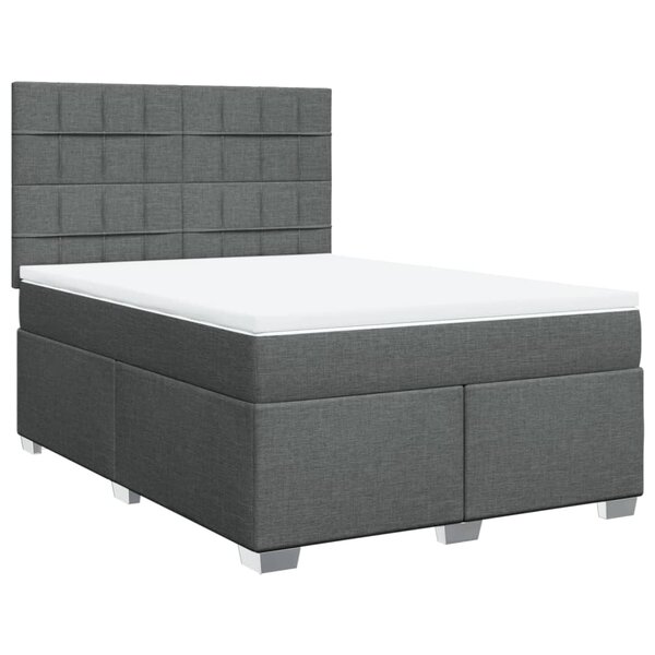 vidaXL Sommier à lattes de lit avec matelas Gris foncé 140x200cm Tissu