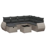 vidaXL Salon de jardin 8 Pièces avec coussins gris résine tressée