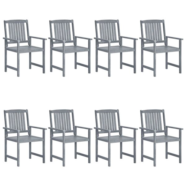 vidaXL Chaises de jardin lot de 8 Bois massif d'acacia Gris