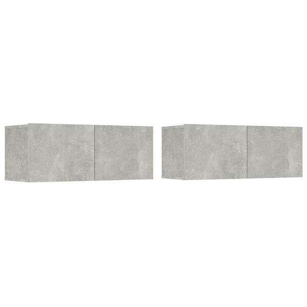 vidaXL Meubles TV 2 Pièces gris béton 80x30x30 cm bois d'ingénierie