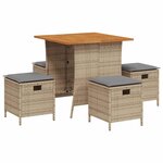 vidaXL Ensemble à manger de jardin avec coussins 5Pièces Beige poly rotin
