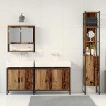 vidaXL Ensemble de mobilier de salle de bain avec porte 4 Pièces Marron