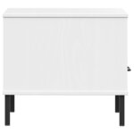 vidaXL Table de chevet avec pieds en métal Blanc Bois pin massif OSLO