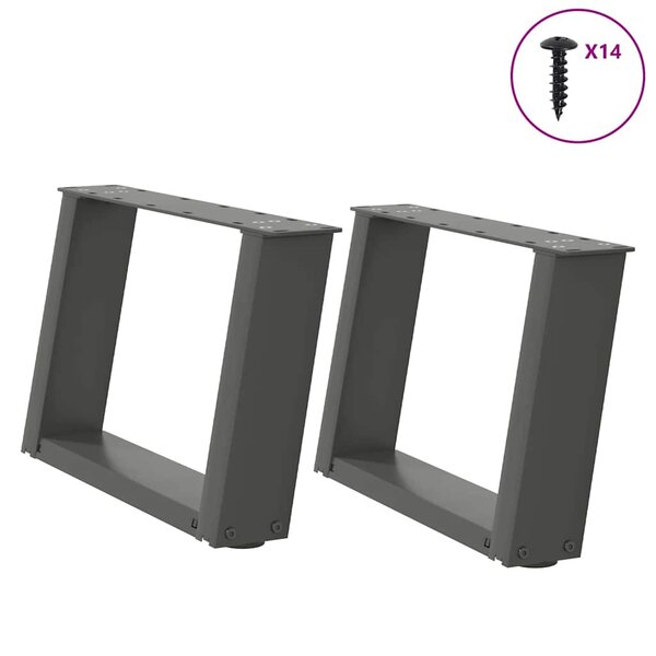 vidaXL Pieds de table basse en U  2 pièces  anthracite  50 x (30-31) cm  acier