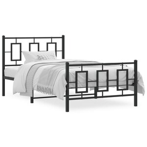 vidaXL Cadre de lit métal avec tête de lit/pied de lit noir 100x190 cm