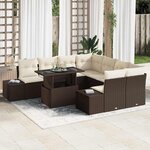 vidaXL Ensemble de canapé de jardin avec coussin 9 Pièces Marron et crème